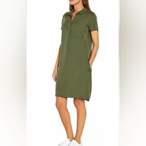 NWT Women's Gap green khaki Tencel polo dress, size small